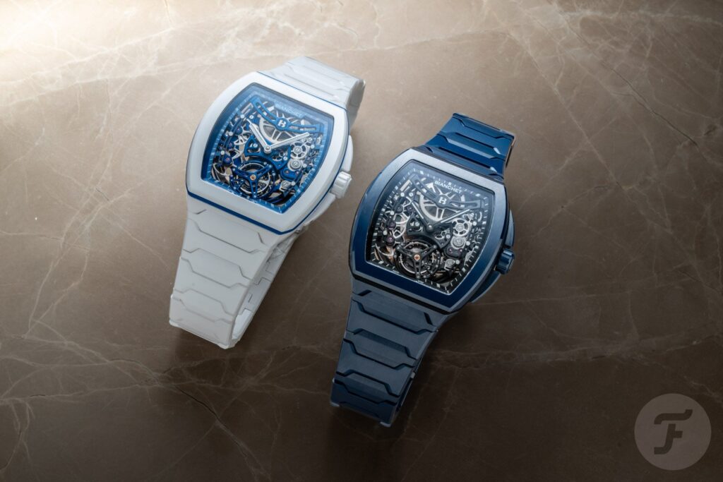 Mathematical Horological Beauty: Hands-On With The Bianchet Tonneau UltraFino Ceramic Skeleton Deep Blue And White