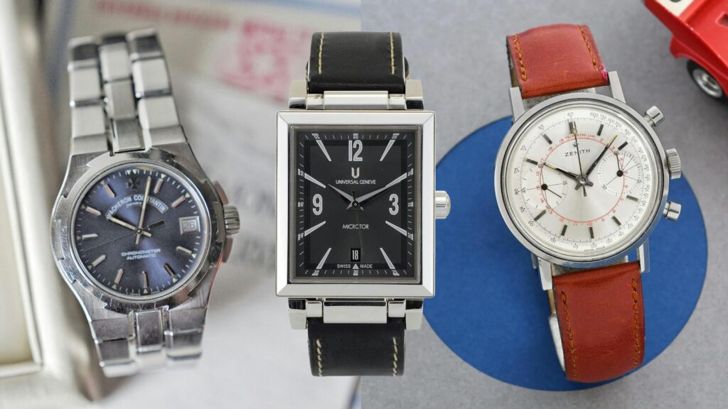 Bring a Loupe: An Omega Suverän, A Universal Genève Cabriolet, A Vacheron Constantin Overseas, And A Vintage Zenith Chronograph