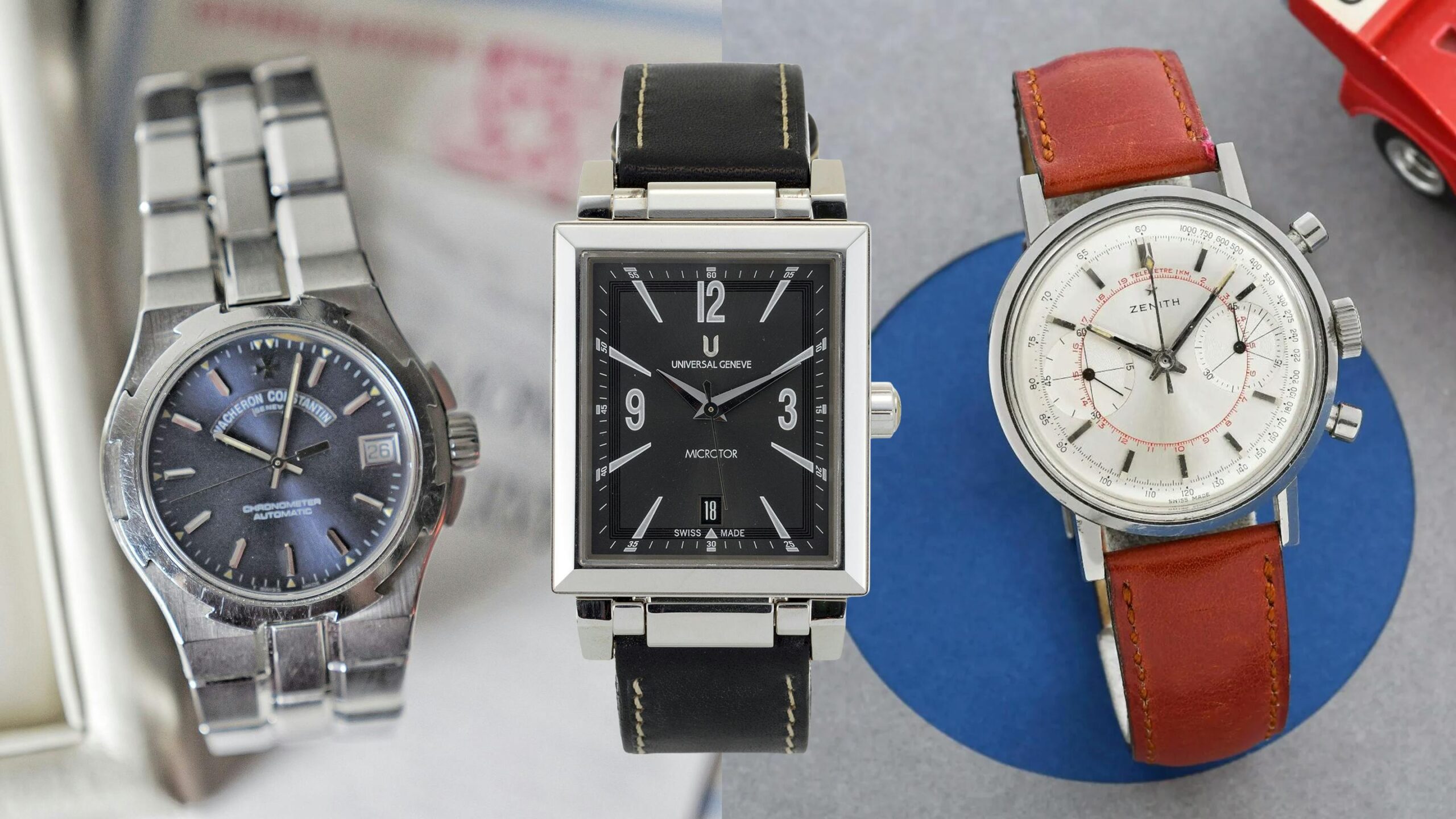 Bring a Loupe: An Omega Suverän, A Universal Genève Cabriolet, A Vacheron Constantin Overseas, And A Vintage Zenith Chronograph